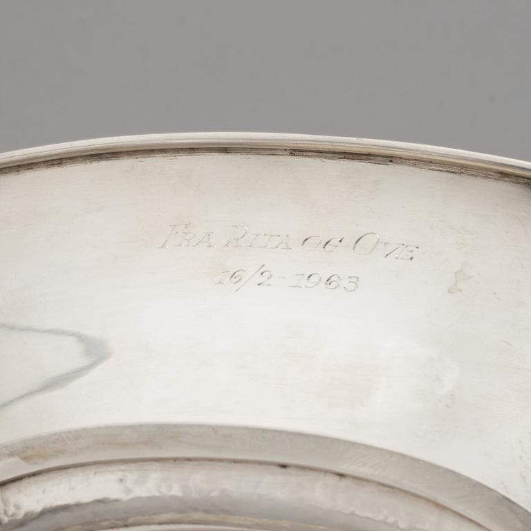 A Danish 20th century silver dish, marked Copenhagen 1949.