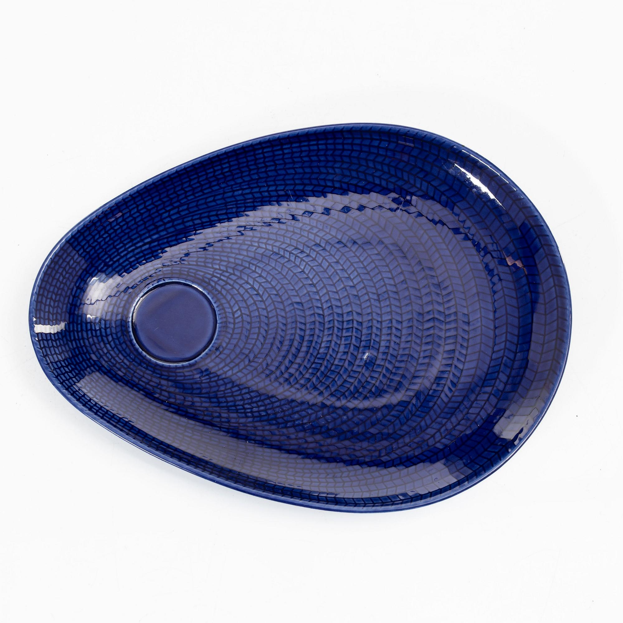 Hertha Bengtson, service, 13 pieces of stoneware. "Blue Fire", Rörstrand.