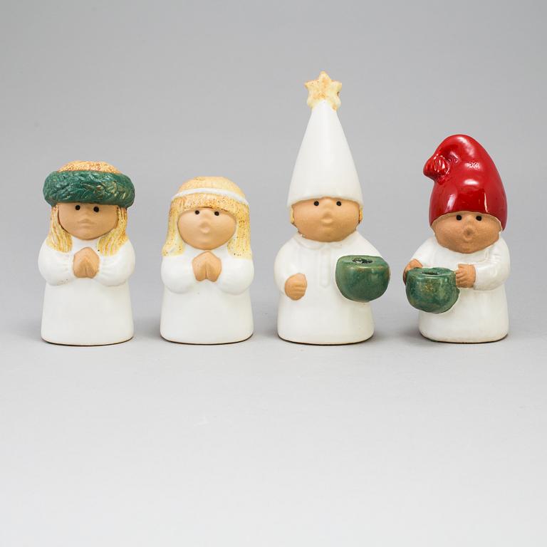 a set of four "Advent" stoneware figurines by Lisa Larson for Rörstrand.