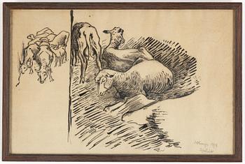 Nils Kreuger, indian ink and pencil on paper, signed NKreuger and dated Apelvik 1894.