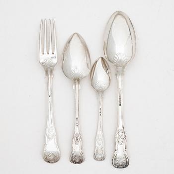 A set of Swedish silver cutlery, some with marks of JE Bäckström, Söderhamn 1872.