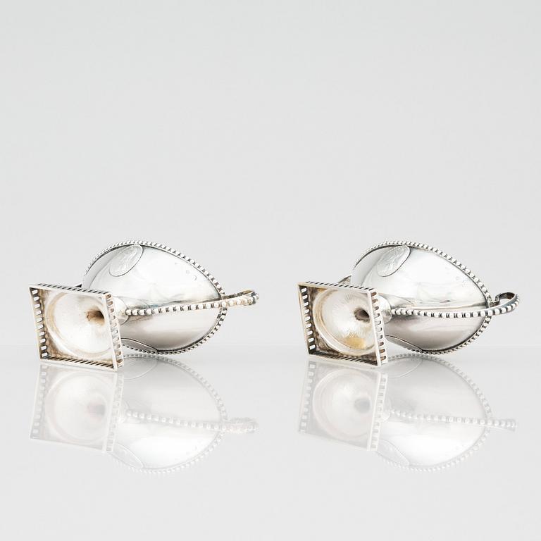 A pair of Swedish Gustavian 18th Century parcel-gilt silver salt cellars, Pehr Zethelius, Stockholm 1793.