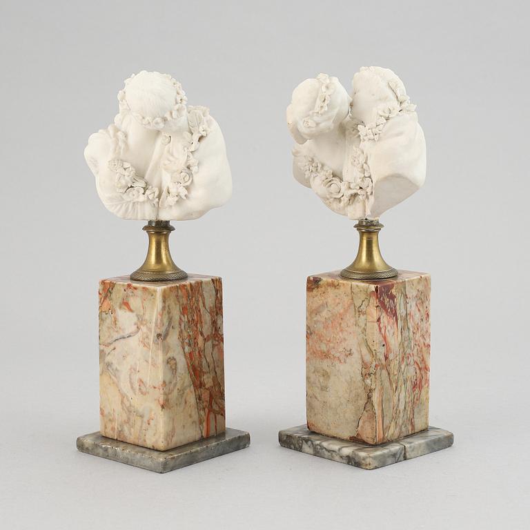 Jean-Antoine Houdon, afteer. A pair. Parian.