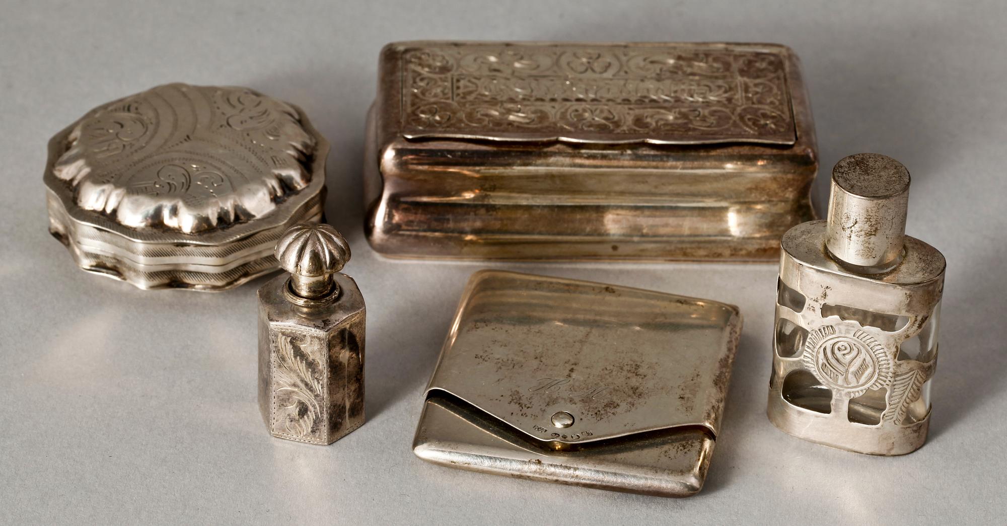 PARTI SILVER, 5 delar. Bl a K Anderson Stockholm, 1920. Silvervikt ca 141 gr.