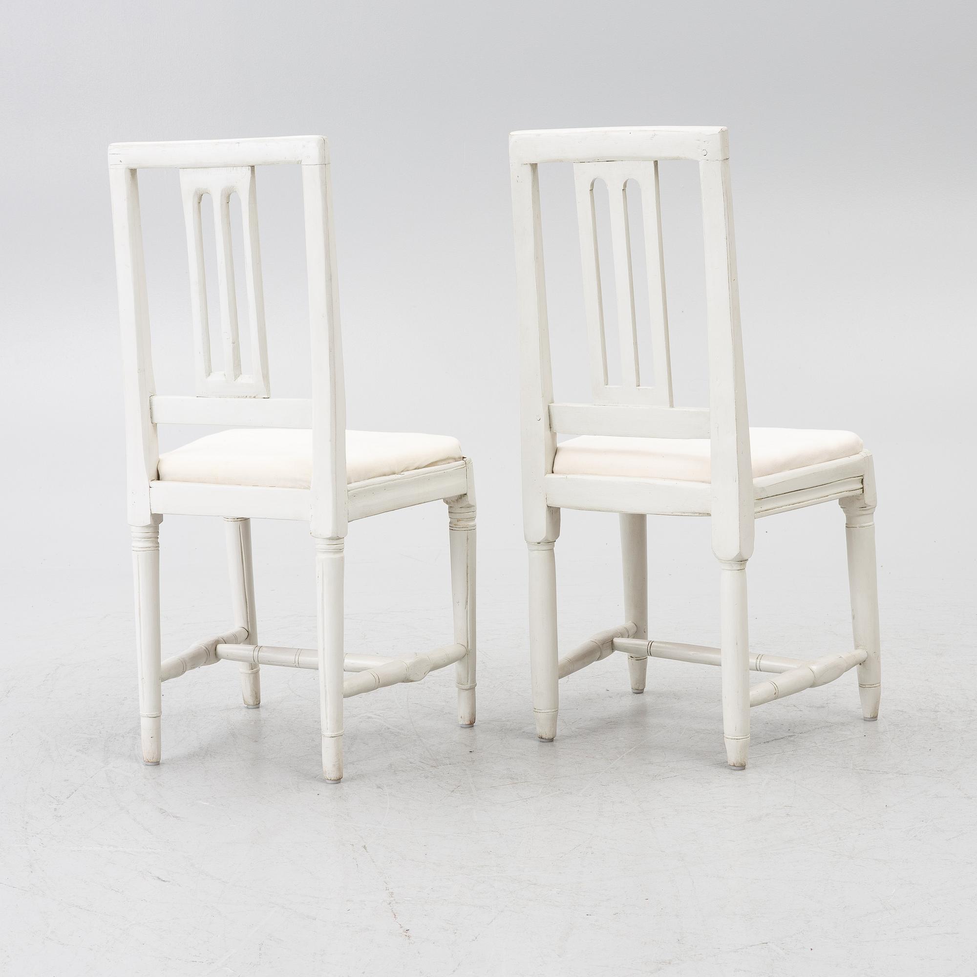 Six Gustavian chairs, late 18th century.