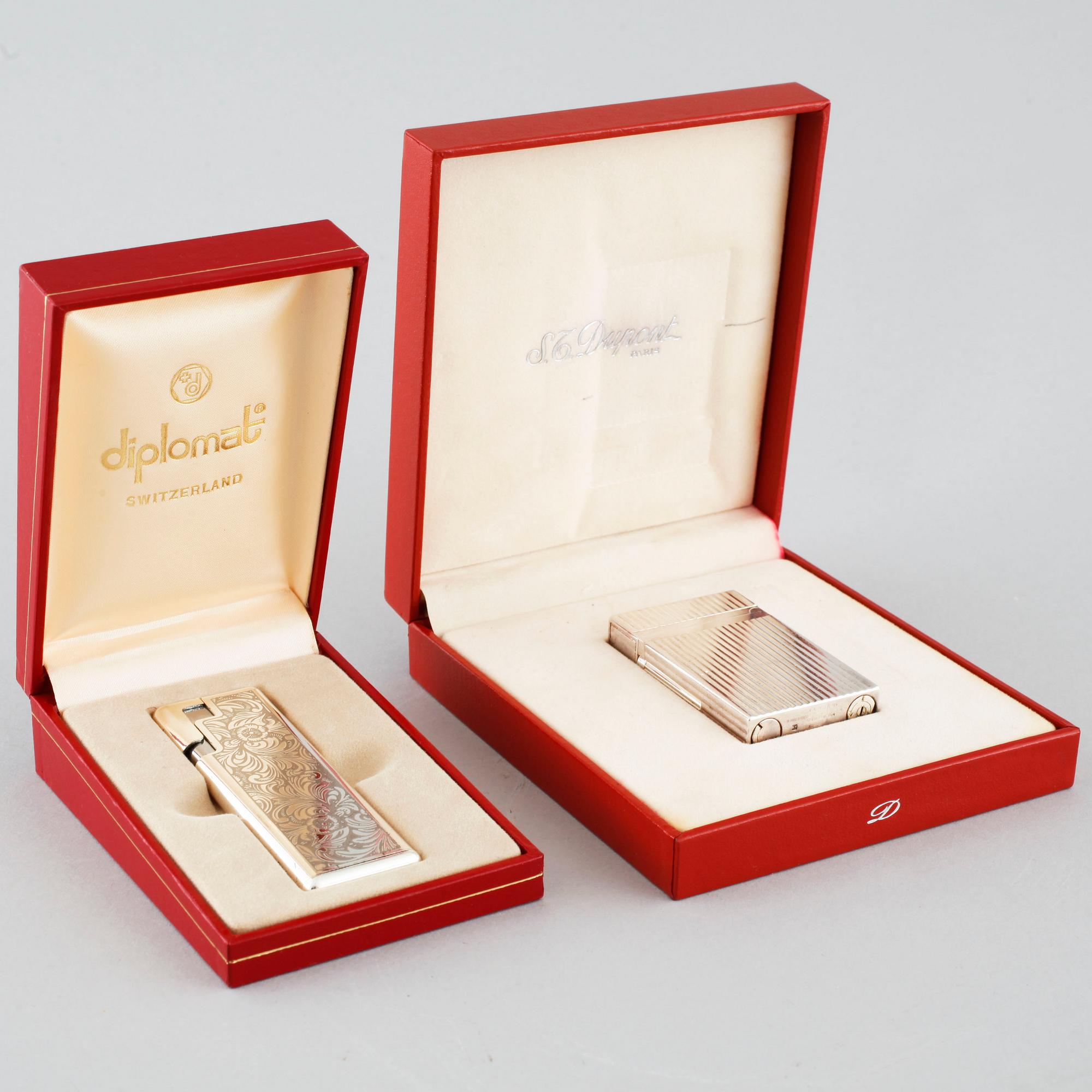 Two lighters by Dupont de Paris and Diplomat, second half of the 20th century.