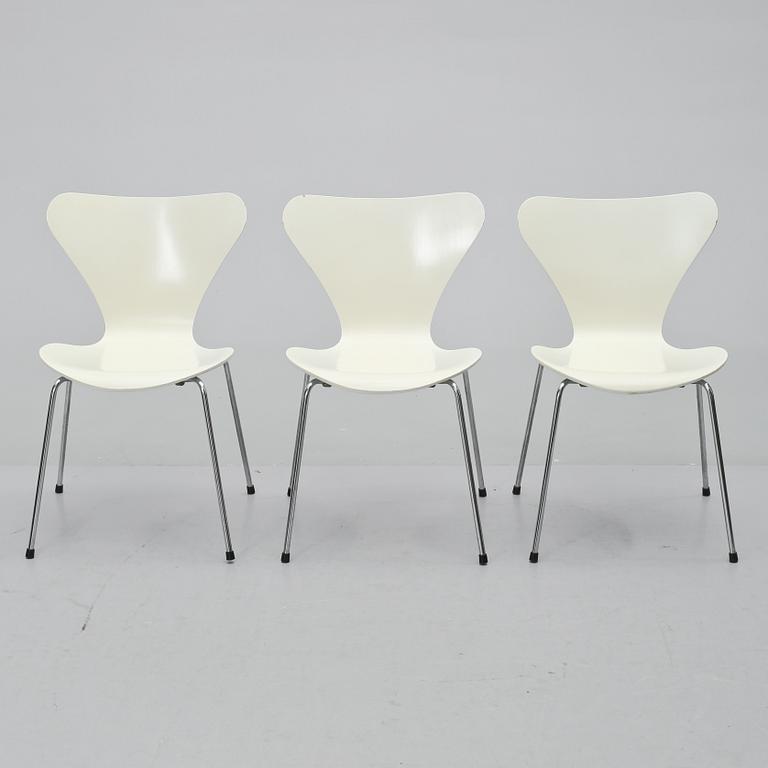 STOLAR, 3 st, "Sjuan", Arne Jacobsen, Fritz Hansen, Danmark, 1978.