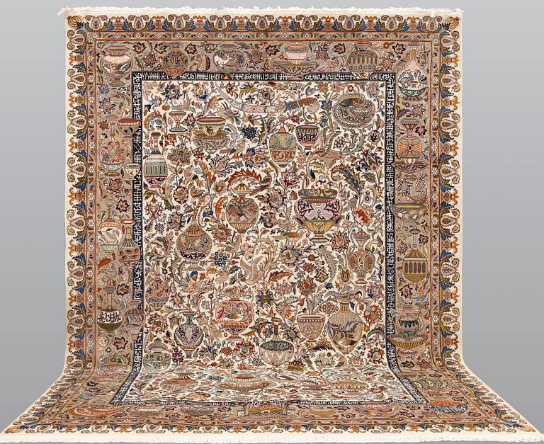 Matta, figural Kashmar, ca 393 x 293 cm.