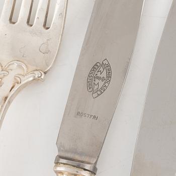 A 64-piece Swedish silver cutlery, mostly CG Hallberg, Stockholm, including 1957.
