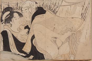 Chokosai Eisho, after, a coloured woodblock print, Japan, signed.