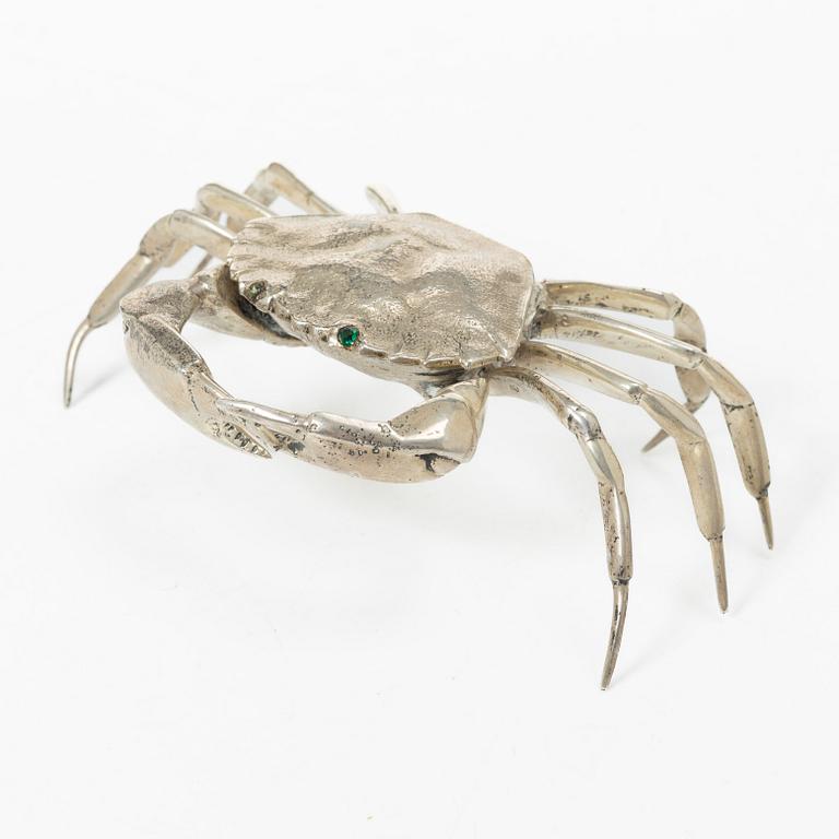 Saltkar/dosa, i form av krabba, silver, Spanien, 1900-tal.