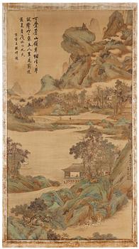 A large landscape painting in the style of Wen Peng (1498-1573), Qing dynasty, 19th century.