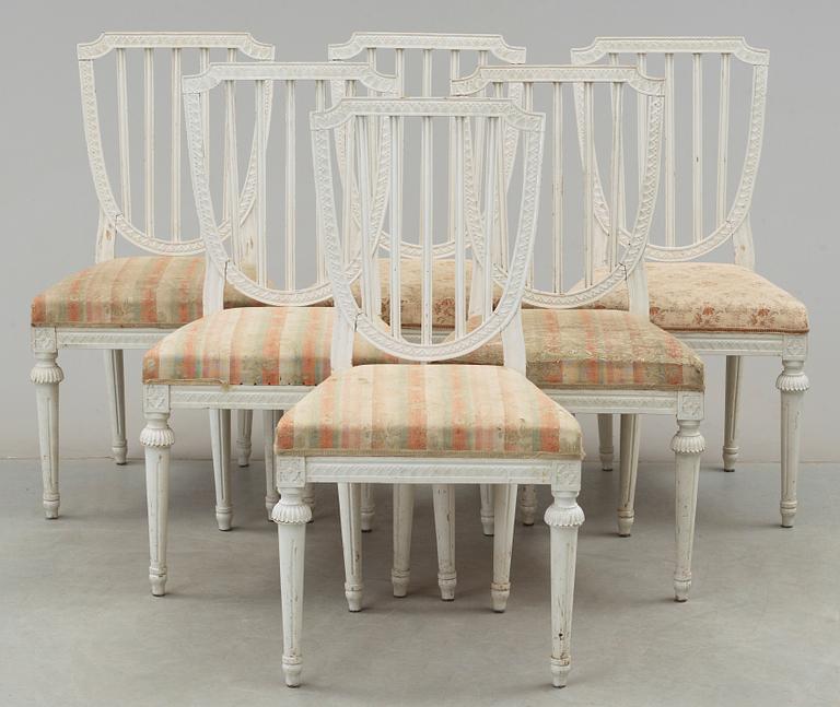STOLAR, 6 st, gustaviansk stil, omkring 1900-talets mitt.