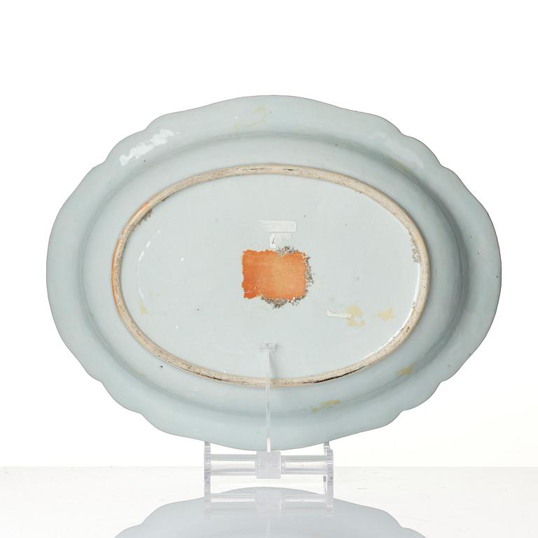 A famille rose 'double peacock' tureen stand, Qing dynasty, Qianlong (1736-95).