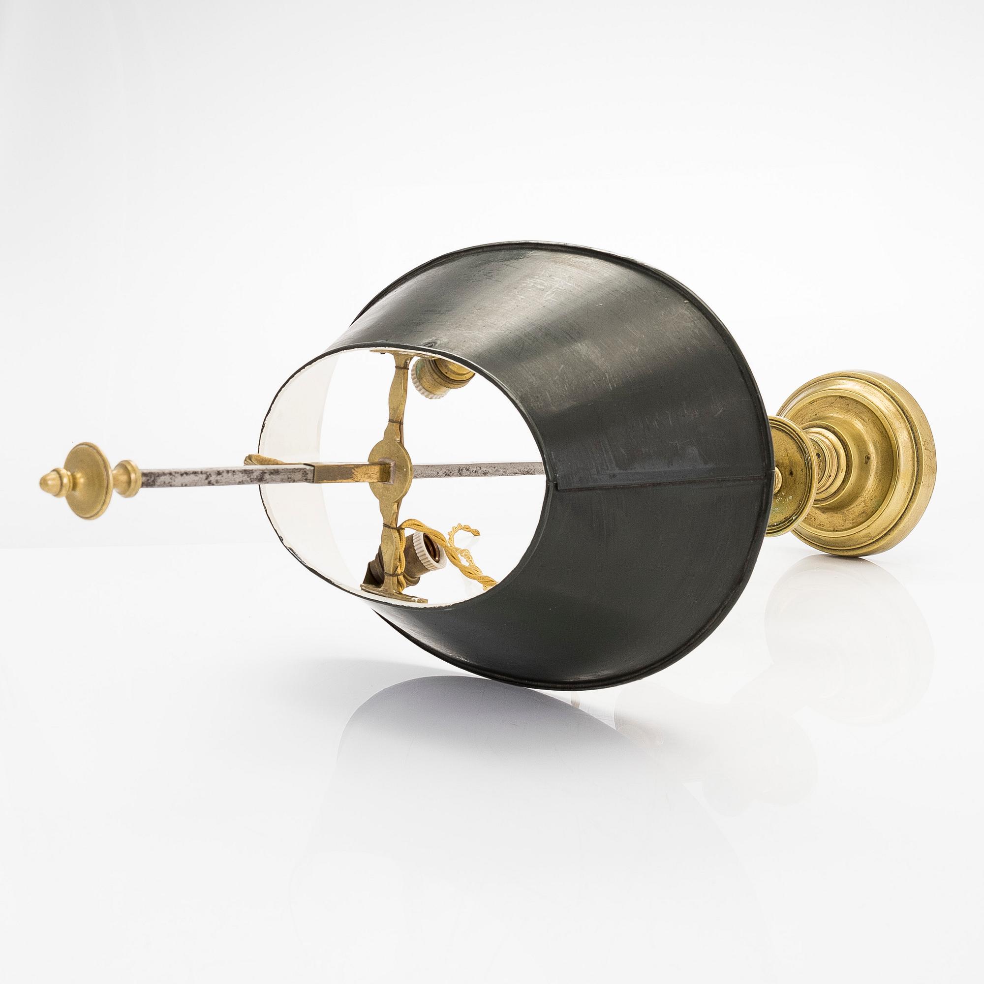A bouillotte table lamp for two candles, France, late 19th century.
