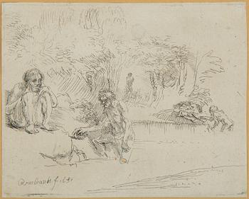 REMBRANDT HARMENSZ VAN RIJN, etching 1651, a later printing, presumably Basan, 18th century.