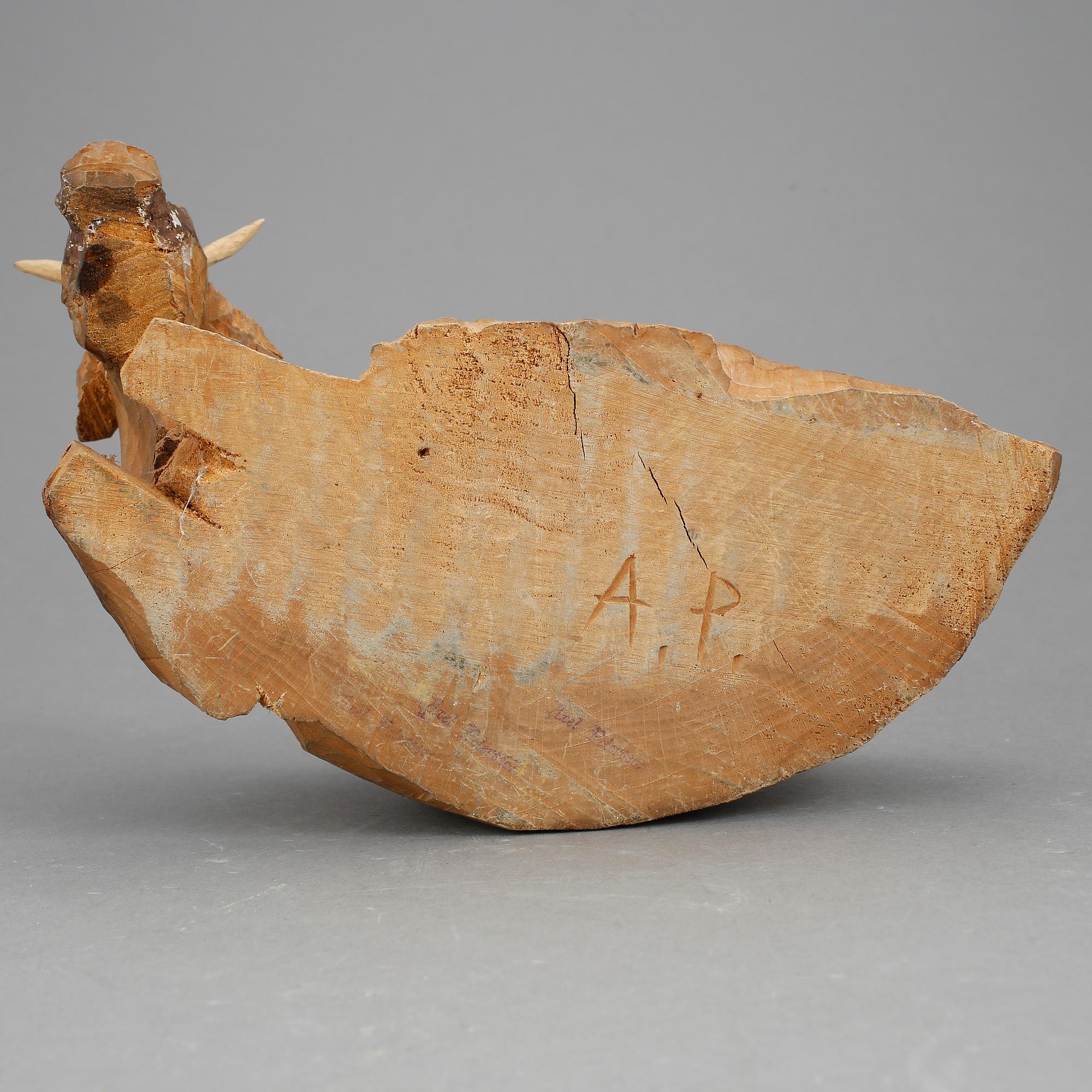 AXEL PETERSSON DÖDERHULTARN, skulptur, trä, signerad A.P samt stämplad.