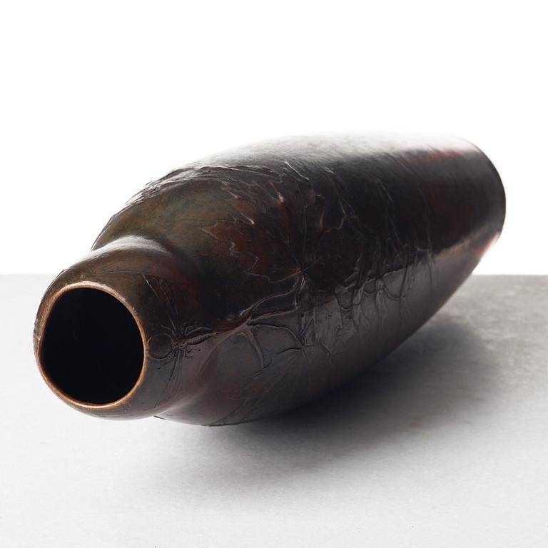 Hugo Elmqvist, an Art Nouveau patinated bronze vase, Stockholm, early 1900's.