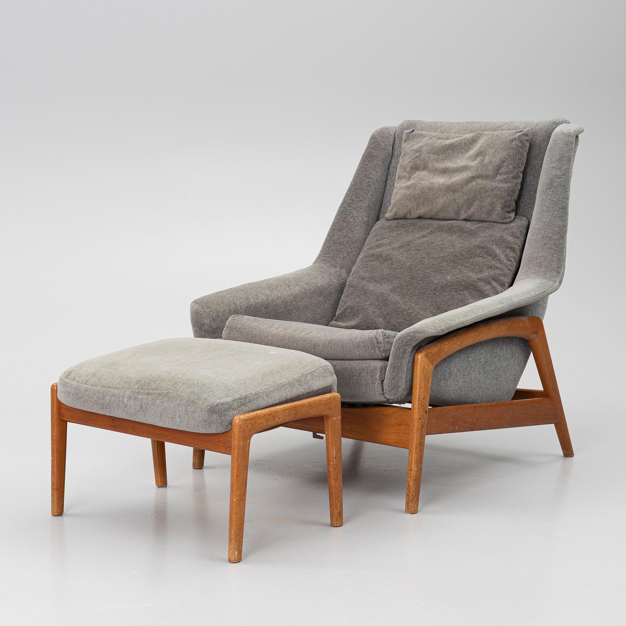 Folke Ohlsson, A 'Profil' lounge chair and foot stool from Dux, 1960's.