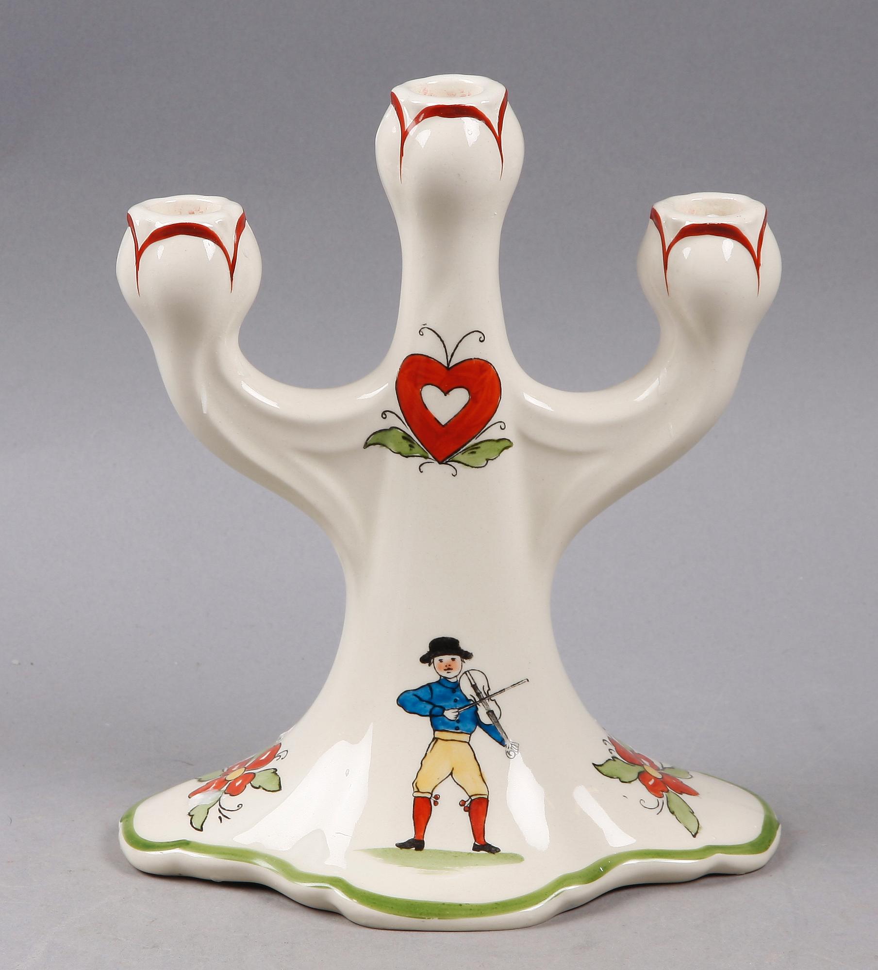 KANDELABER, flintgods, "Daldansen" Rörstrand. 1900-talets början.