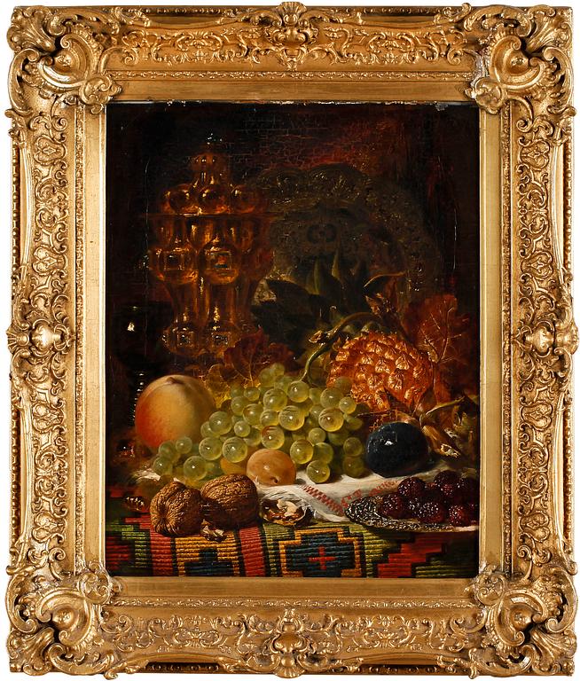 George Lance, Still life with fruits and walnuts.