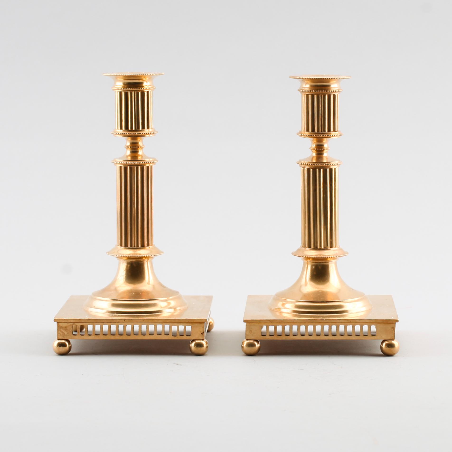 LJUSSTAKAR, 1 par, mässing, Skultuna, No 108, 1900-talets första hälft.