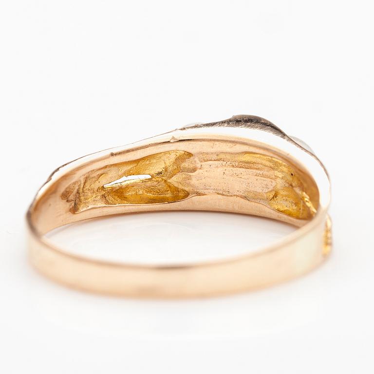 BJÖRN WECKSTRÖM, RING "Viskning", 14K guld, odlade pärlor. Lapponia 1974.