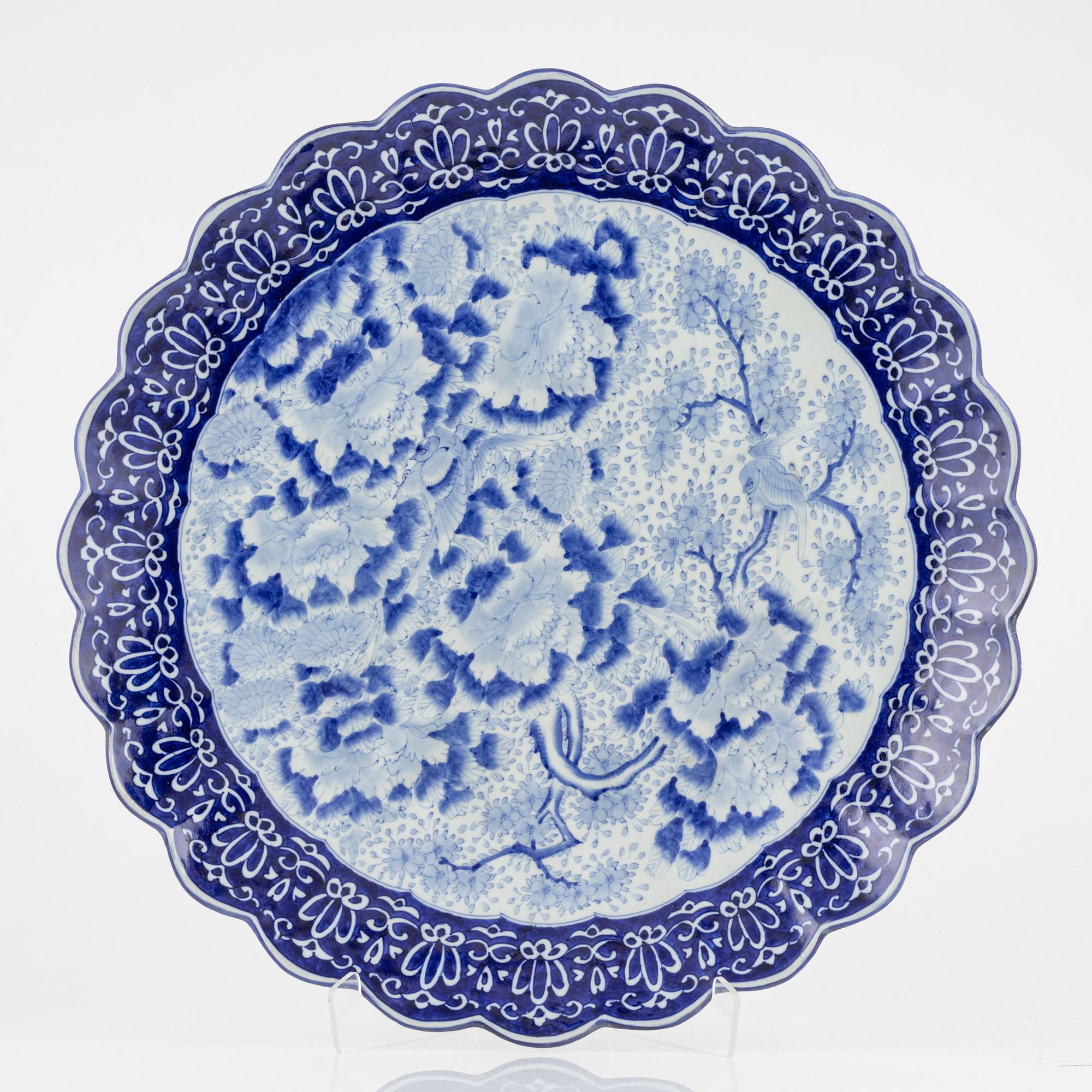 A Japanese blue and white large dish, Meiji period (1868-1912).