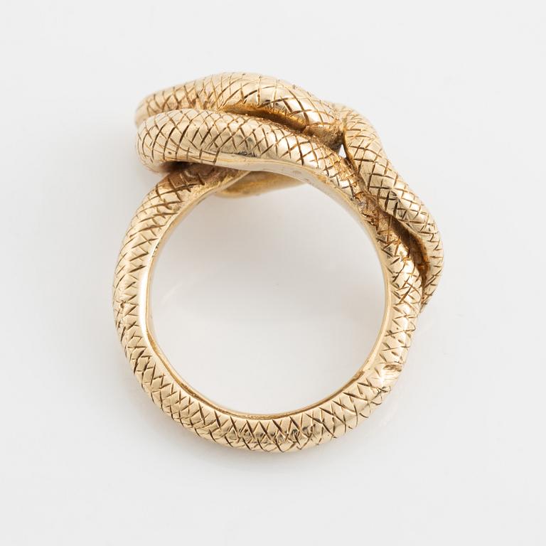 Ring, orm med briljantslipad diamant och safirer, 1800-tal.