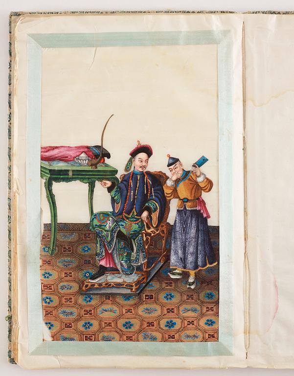 An album with 12 Chinese paintings by anonymous artist, Qing dynasty, 19th Century.
