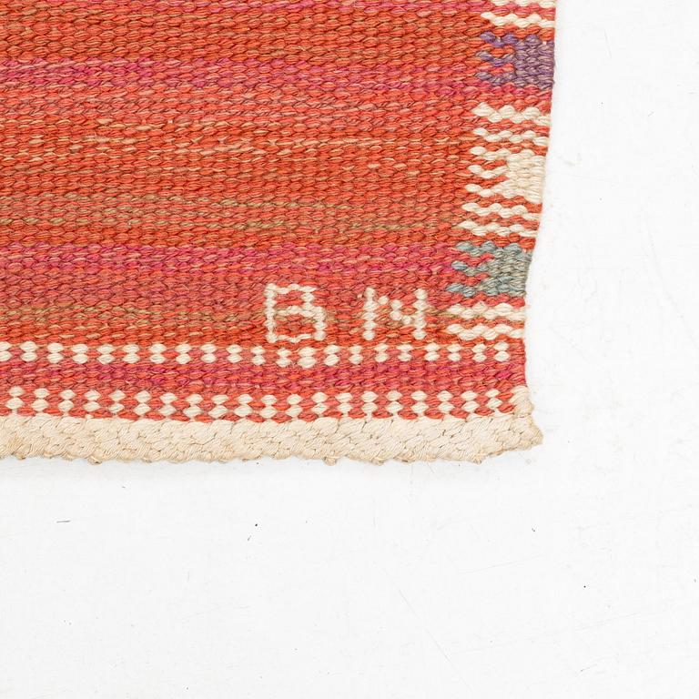 Barbro Nilsson, a carpet, "Falurutan, röd Borås", rölakan, ca 226 x 166 cm, signed AB MMF BN.