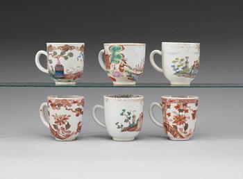 A set of six 'European Subject' cups, Qing dynasty, Qianlong (1736-95).