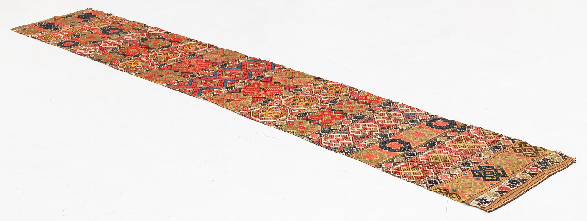 Bänkalängd, krabbasnår, antik, ca 330 x 54 cm, sydvästra skåne, daterad 1816.