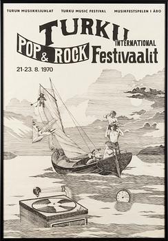 TIMO AARNIALA, mukaan, JULISTE, "Turku International Pop& Rock festivaalit", Polytypos Turku 1970.