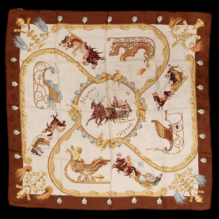 SCARF, jacuardvävt siden, "Plumes de Grelots", Julia Abadie, Hermès, Paris, 1900-talets fjärde kvartal.