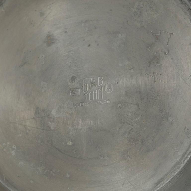 Vase, pewter, functionalist, GAB, Stockholm, 1936.