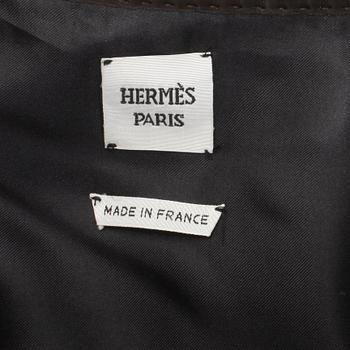 HERMÈS, a blue and brown chequered cashmere dress consisting of jacket and skirt. Size 40.