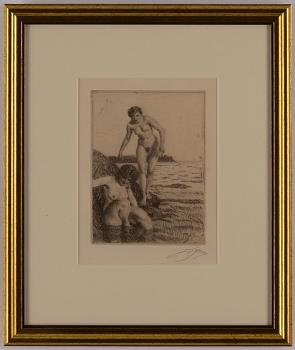 Anders Zorn, etching, 1917, signed in pencil.