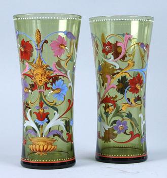 KANNA samt GLAS, 2 st, glas, 1800/1900-tal.