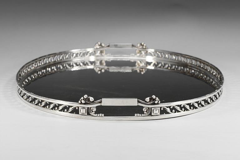 A Johan Rohde tray by Georg Jensen, Copenhagen 1945-77, sterling, design 377 B.