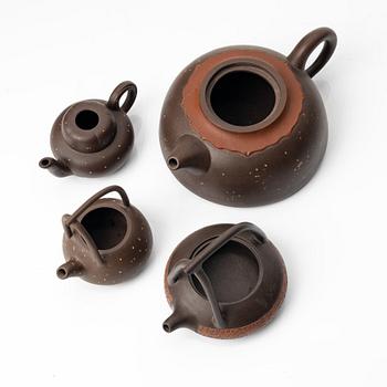 Tekannor, fyra stycken, yixing, Kina, 1980-/90-tal.