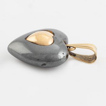 Gold and hematite heart pendant, Alf Halldin.