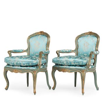 A pair of Swedish Rococo 18th century chairs.