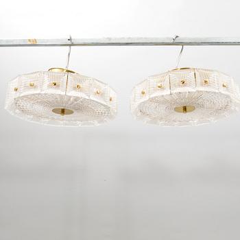 Carl Fagerlund, ceiling lamps, a pair, Orrefors, second half of the 20th century.