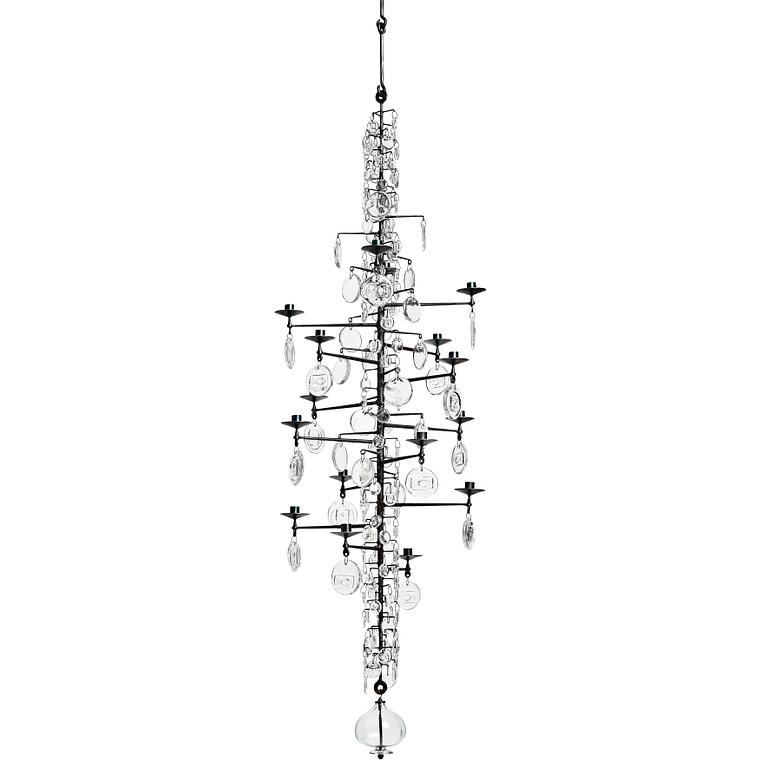 Erik Höglund, a sixteen light chandelier, Boda, Sweden 1960-70's.