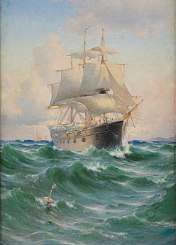 Ludvig Richarde, The steam corvette "Freja" in a lateral view.