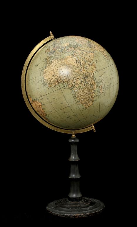 JORDGLOB, professor Dr Krauses, Handels- och samfärdsglob, tidigt 1900-tal.