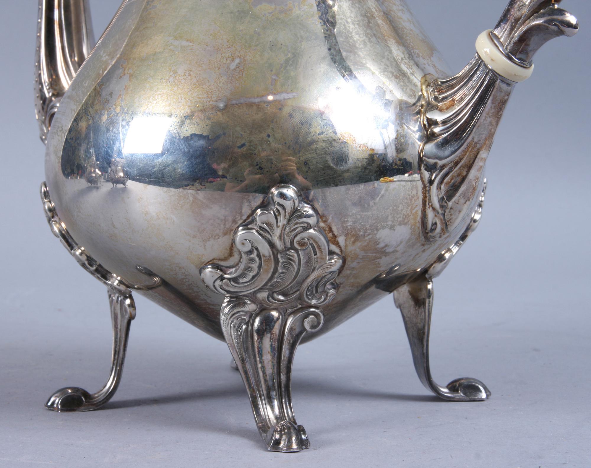 KAFFESERVIS, 3 delar, sterlingsilver, Peru, ca 1250 g.
