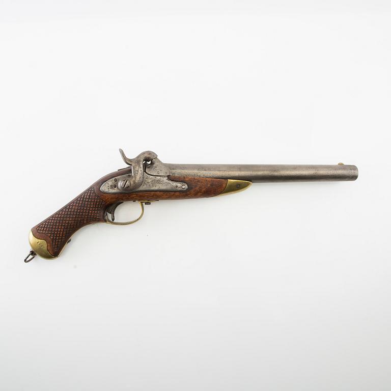 A Swedish 1850 cavalry pattern percussion pistol.