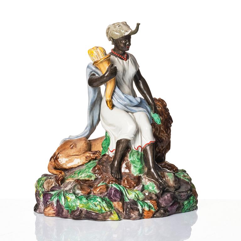 A Royal Copenhagen allegorical figure of Africa, Denmark, late 19th Century.